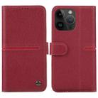 For iPhone 15 Pro GEBEI Top-grain Horizontal Flip Leather Phone Case(Wine Red) - 1
