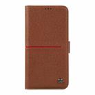 For iPhone 15 Pro GEBEI Top-grain Horizontal Flip Leather Phone Case(Brown) - 2