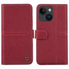 For iPhone 15 GEBEI Top-grain Horizontal Flip Leather Phone Case(Wine Red) - 1