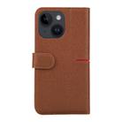 For iPhone 15 GEBEI Top-grain Horizontal Flip Leather Phone Case(Brown) - 3