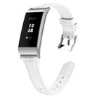 For Fitbit Charge 3 / 4 Slim Steel Head Leather Watch Band(White) - 1