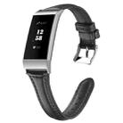 For Fitbit Charge 3 / 4 Slim Steel Head Leather Watch Band(Black) - 1