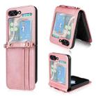 For Samsung Galaxy Z Flip5 Crossbody Card Slot Leather Phone Case(Pink) - 1