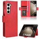 For Samsung Galaxy Z Fold5 Side Buckle Retro Texture Leather Phone Case(Red) - 1