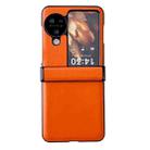 For OPPO Find N3 Flip Three-piece Set Morandi Solid Color Leather Texture Phone Case(Orange) - 1