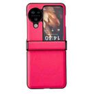 For OPPO Find N3 Flip Three-piece Set Morandi Solid Color Leather Texture Phone Case(Rose Red) - 1