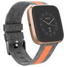 For Fitbit Versa Reflective Canvas Strap(Gray + Orange) - 1