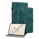 For Honor Pad 9 12.1 Embossed Tiger Pattern Leather Tablet Case(Dark Green) - 1