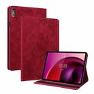 For Lenovo Tab M10 5G 10.6 inch Butterfly Flower Embossed Leather Tablet Case(Red) - 1