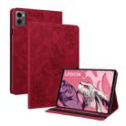 For Lenovo Legion Y700 2023 Butterfly Flower Embossed Leather Tablet Case(Red) - 1