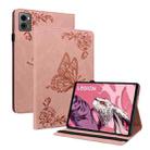For Lenovo Legion Y700 2023 Butterfly Flower Embossed Leather Tablet Case(Rose Gold) - 1