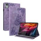 For Lenovo Tab K11 Plus Butterfly Flower Embossed Leather Tablet Case(Purple) - 1