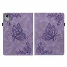 For Lenovo Tab K11 Plus Butterfly Flower Embossed Leather Tablet Case(Purple) - 3