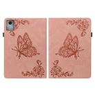 For Lenovo Tab K11 Plus Butterfly Flower Embossed Leather Tablet Case(Rose Gold) - 3