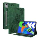 For Lenovo Tab P12 Pro 12.7 2025 Butterfly Flower Embossed Leather Tablet Case(Green) - 1