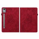 For Lenovo Tab P12 Pro 12.7 2025 Butterfly Flower Embossed Leather Tablet Case(Red) - 2