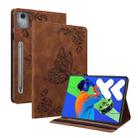 For Lenovo Tab P12 Pro 12.7 2025 Butterfly Flower Embossed Leather Tablet Case(Brown) - 1