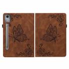 For Lenovo Tab P12 Pro 12.7 2025 Butterfly Flower Embossed Leather Tablet Case(Brown) - 2