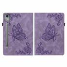 For Lenovo Tab P12 Pro 12.7 2025 Butterfly Flower Embossed Leather Tablet Case(Purple) - 2