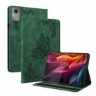 For Lenovo Idea Tab 11 / Xiaoxin Pad 2025 Butterfly Flower Embossed Leather Tablet Case(Green) - 1