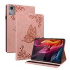 For Lenovo Idea Tab 11 / Xiaoxin Pad 2025 Butterfly Flower Embossed Leather Tablet Case(Rose Gold) - 1