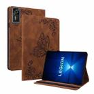For Lenovo Legion Y700 Gen 4 Butterfly Flower Embossed Leather Tablet Case(Brown) - 1