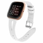 For Fitbit Versa 2 Leather Middle Opening Watch Band(White) - 1