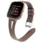 For Fitbit Versa 2 Leather Middle Opening Watch Band(Powder Gray) - 1