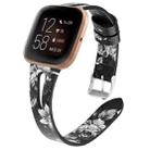 For Fitbit Versa 2 Leather Middle Opening Watch Band(Black Ash Flower) - 1