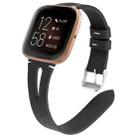 For Fitbit Versa 2 Leather Middle Opening Watch Band(Black) - 1
