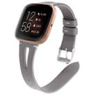 For Fitbit Versa 2 Leather Middle Opening Watch Band(Gray) - 1