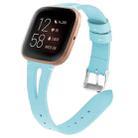 For Fitbit Versa 2 Leather Middle Opening Watch Band(Blue) - 1