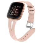 For Fitbit Versa 2 Leather Middle Opening Watch Band(Apricot) - 1