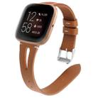 For Fitbit Versa 2 Leather Middle Opening Watch Band(Brown) - 1