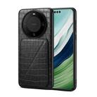For Huawei Mate 60 Pro Denior Crocodile Texture Holder Electroplating Phone Case(Black) - 1