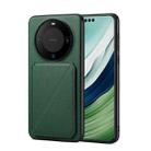 For Huawei Mate 60 Pro Denior Calf Texture Holder Electroplating Phone Case(Green) - 1