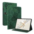 For Honor Pad 9 12.1 Butterfly Flower Embossed Leather Tablet Case(Green) - 1