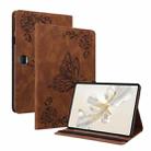 For Honor Pad 9 12.1 Butterfly Flower Embossed Leather Tablet Case(Brown) - 1