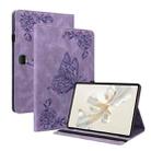 For Honor Pad 9 12.1 Butterfly Flower Embossed Leather Tablet Case(Purple) - 1