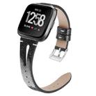 For Fitbit Versa 2 Top Layer Cowhide Pointed Tail Open Leather Watch Band(Flash Black) - 1