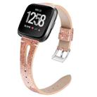 For Fitbit Versa 2 Top Layer Cowhide Pointed Tail Open Leather Watch Band(Shining Rose Gold) - 1