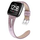 For Fitbit Versa 2 Top Layer Cowhide Pointed Tail Open Leather Watch Band(Light Purple) - 1