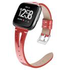 For Fitbit Versa 2 Top Layer Cowhide Pointed Tail Open Leather Watch Band(Flashing Crimson) - 1