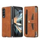 For Samsung Galaxy Z Fold4 Multifunctional Folding Phone Leather Case(Brown) - 1
