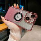 For iPhone 14 Plus 6D Electroplating Gradient Glitter Armor Magsafe Phone Case(Pink) - 1