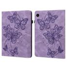 For Samsung Galaxy Tab A9 Embossed Butterfly Pattern Horizontal Flip Leather Tablet Case(Purple) - 1