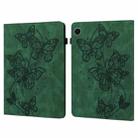 For Samsung Galaxy Tab A9 Embossed Butterfly Pattern Horizontal Flip Leather Tablet Case(Green) - 1