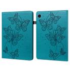 For Samsung Galaxy Tab A9 Embossed Butterfly Pattern Horizontal Flip Leather Tablet Case(Blue) - 1