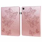 For Samsung Galaxy Tab A9+ Embossed Butterfly Pattern Horizontal Flip Leather Tablet Case(Pink) - 1