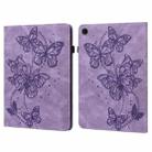 For Samsung Galaxy Tab A9+ Embossed Butterfly Pattern Horizontal Flip Leather Tablet Case(Purple) - 1